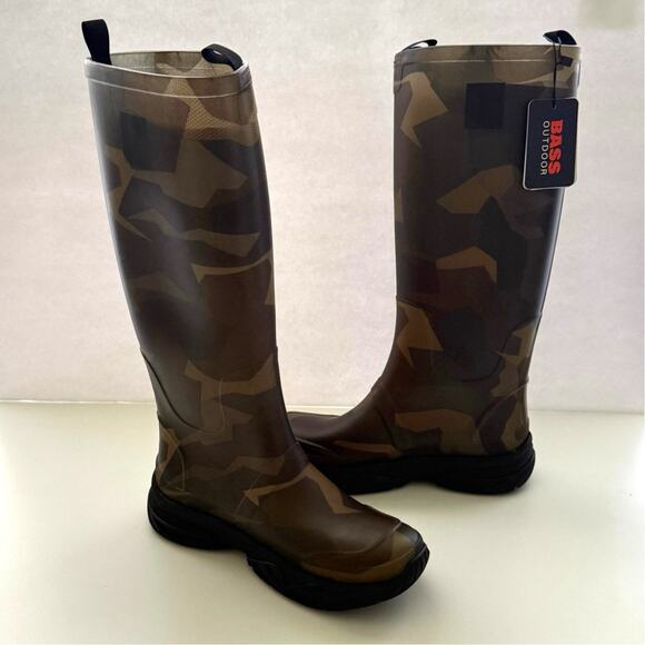Bass Outdoor Field Rain Boot Size US 7 Green Camo Knee High Techwear Utility New - Picture 1 of 15